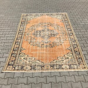 Turkish rug,Oushak rug,Vintage rug,Handmade rug,Orange rug,Natural rug,Bohemian rug,Anatolian rug,Turkish vintage rug,Vintage turkish rug,