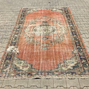 turkey rug, 5&#39;5x8&#39;8 feet, oushak rug, turkish rug, distressed rug, 5x8 rug,turkish rug, 5x8 antique rug, vintage rug, faded rug, area rug,