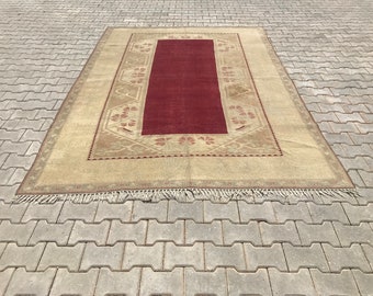 large size rug , 6.6x9.6 ft. , vintage rug , oushak rug , turkey rug , wool rug , turkish rug , bohemian rug , floor rug ,large turkish rug,