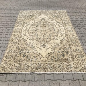 Turkish rug,Oushak rug,Vintage rug,Handmade rug,Anatolian rug,7x10 rug,Faded rug,Wool large rug,Natural rug,Turkey rug,Neutral rug,Brown rug