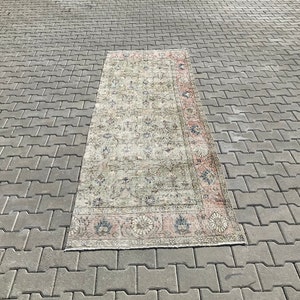 runner rug,3&#39;2x8&#39;0 ft, turkish runner,turkish rug, 3x8 runner, oushak rug, turkish runner rug, vintage runner rug,distressed rug, muted rug,