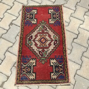 1.7 x 3.0 Ft, tappeto rosa, tappeto turco, tappeto Oushak, tappeto vintage, tappeto fatto a mano, piccolo tappeto, tappeto 1x3, tappeto da cucina, tappeto per la casa, tappeto in lana d'arte,