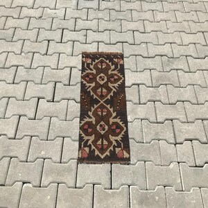 1.1 x 2.8 Ft, Small turkish rug, Small oushak rug, Small handmade rug, Small bohemian rug, Natural rug, Turkish vintage door mat rug, Area,