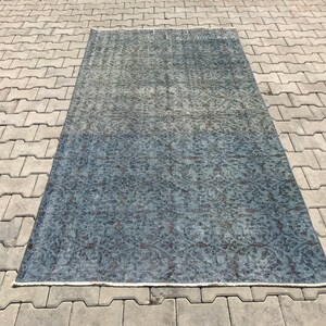 Blue Rug,Oriental Rug,Turkish Rug,4.2x7.7 ft Rug, Turquoise Rug, Wool Rug, Area Rug, Living Room Rug, Wool Rug, Vintage Rug, Distressed Rug