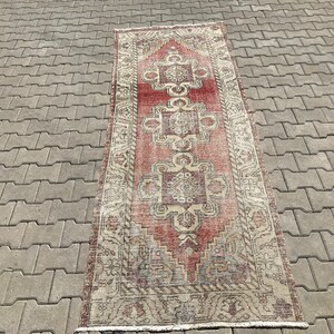 Tapis Pink Runner, Tapis Oushak Runner, 8.9 x 3.1 ft, Tapis Runner en laine 3x9, Tapis Runner rouge pastel, Tapis Runner vintage turc, Tapis Home Living,