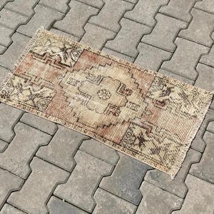 Faded rug, Turkish rug, Rustic rug, Pastel rug, Handmade rug, Bohemian rug, Small rug, Runner small rug, Anatolian rug, Wool Rug, 1.4 x 2.7