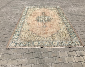 Turkish oushak rug, Anatolian area rug, Hand Knotted rug, Turkish area Rug, area rug, Vintage Rug,Oushak rug,Decorative rug, Rug 6x9,9.7x6.7