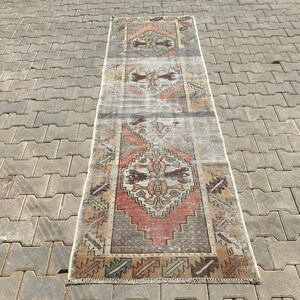 2.7x8.5 ft, TURKISH RUNNER RUG, Vintage Rug, Kitchen Rug, Handmade Rug, Runner 2x8, Pastel Rug, Hallway Rug, Purple Rug, Interior Designer