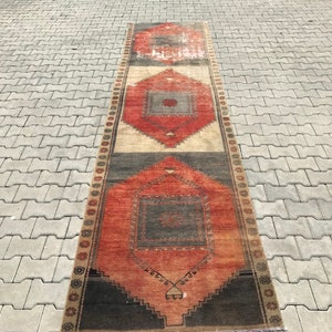 turkish rug runner rug vintage rug 3.4x13.5 ft handmade rug red rug boho decor oushak rug decorative hallway rug Carpet,3x13 runner rug,3x13