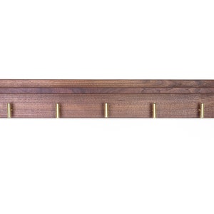 Solid Walnut Coat Rack with Shelf, Entryway Rack with Brass Hooks image 6