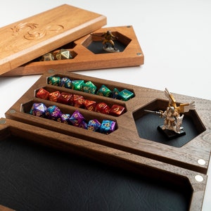 Personalized D&D Dice Box, Hardwood RPG Dice Tray