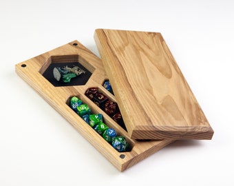 Ash Hardwood Dice Box, Wood Dice Tray for RPG