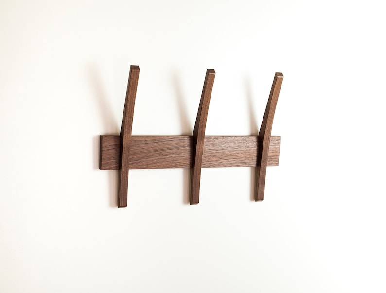 Mid Century Modern Coat Rack, Solid Wood Wall Mounted Rack image 6