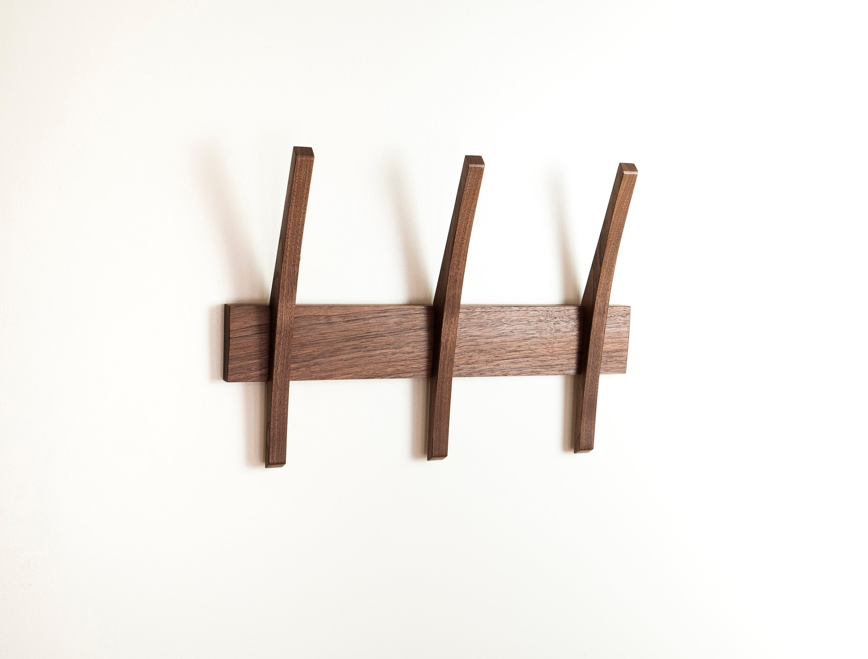 Mid Century Modern Coat Rack, Solid Wood Wall Mounted Rack