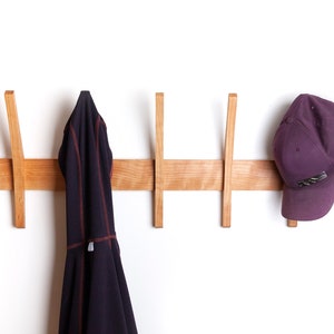 Mid Century Modern Coat Rack, Solid Wood Wall Mounted Rack image 9