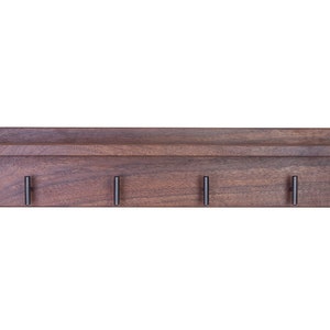 Solid Walnut Coat Rack with Shelf, Entryway Rack with Brass Hooks Black