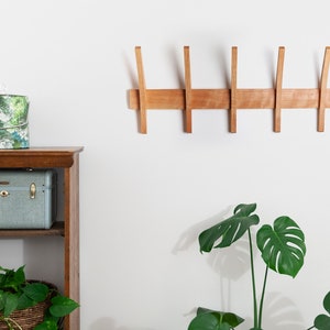 Mid Century Modern Coat Rack, Solid Wood Wall Mounted Rack image 7