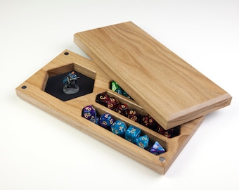 White Oak Dice Box for D&D, Personalized RPG Dice Tray