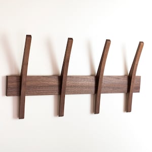 Mid Century Modern Coat Rack, Solid Wood Wall Mounted Rack image 5