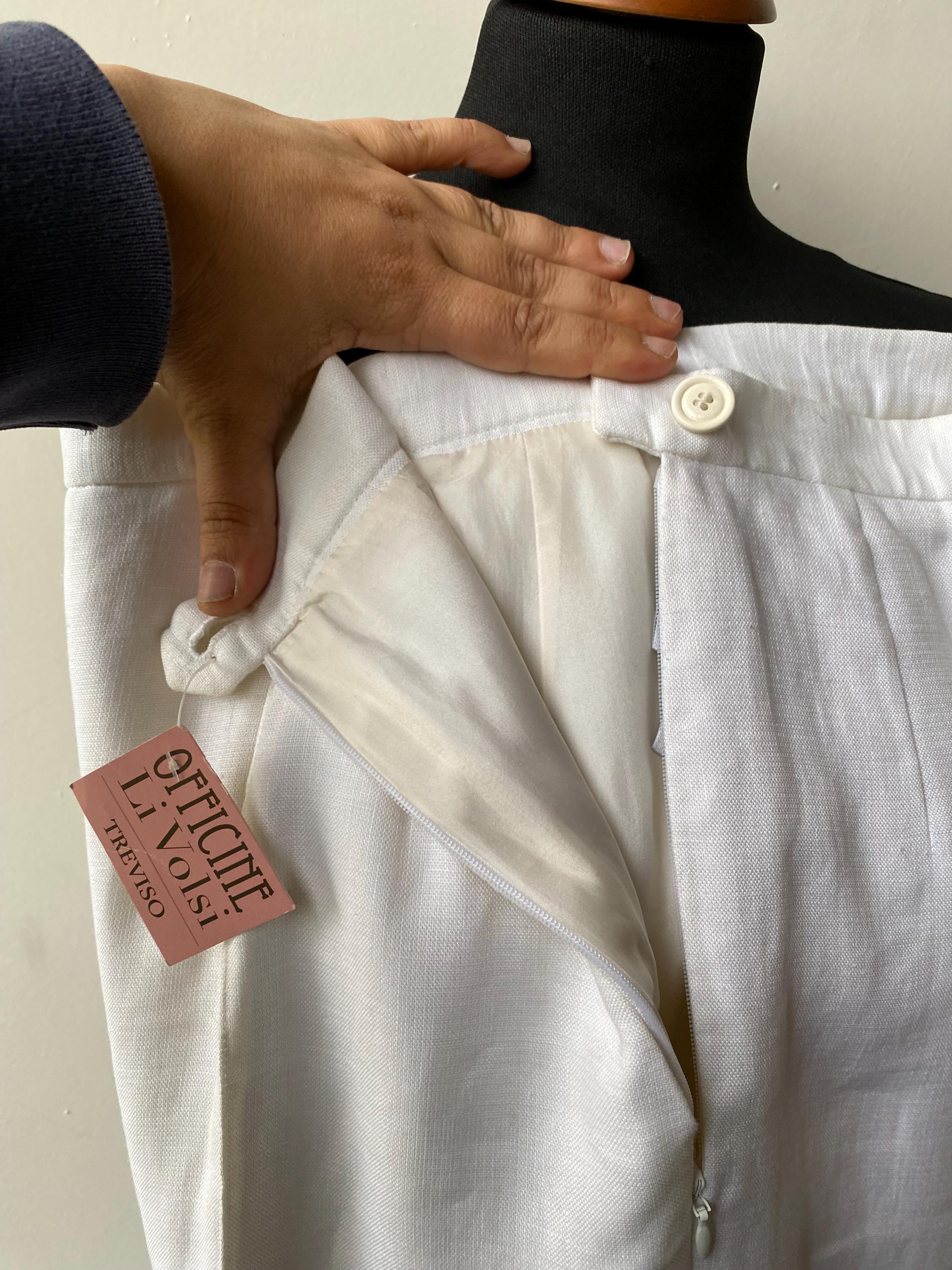 パンツ 90s- christian dior cotton linen slacks Vintage Dior Linen Pants – 1990s High Waist, Side Slits