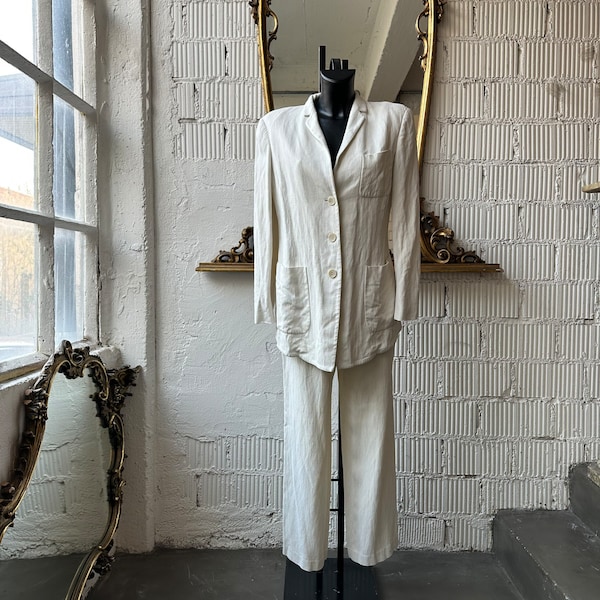 Jil Sander Minimalist 90s white suit, two piece set /