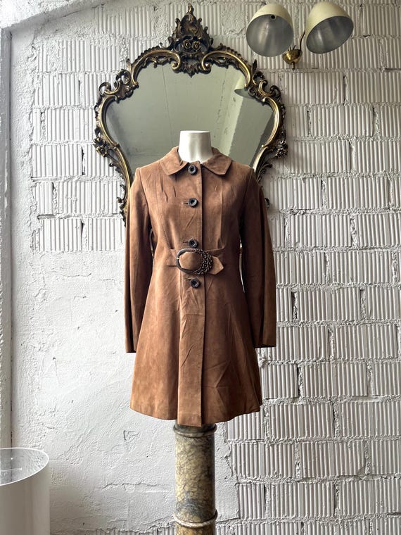 Vintage '70 - Cappotto femminile in pelle mezza stagione - Made in Italy