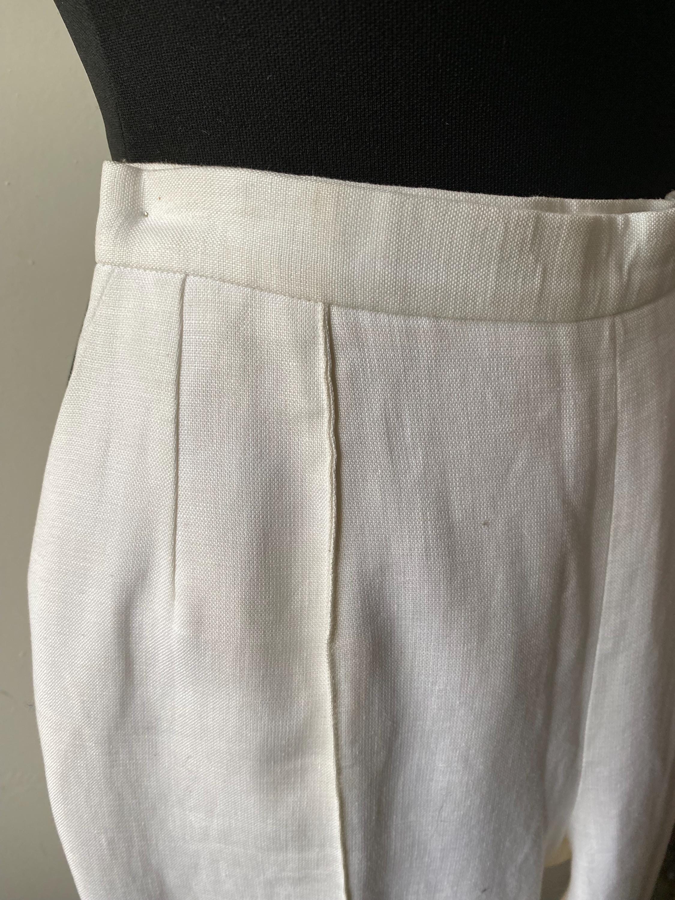 Vintage Dior Linen Pants – 1990s High Waist, Side Slits