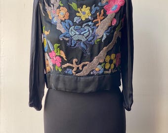 Chemisier des années 1930/40 brodé à la main avec des perles de Murano