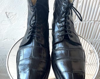 Bota de piel con efecto cocodrilo para hombre - Hecha en Italia