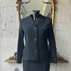 90s Vintage Women&#39;s Gianni Versace Couture black blazer with silver toned details