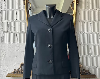 Blazer negra de mujer 90s Vintage Gianni Versace Couture con detalles en tonos plateados