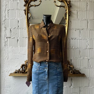 90s Genny sheer brown silk blouse