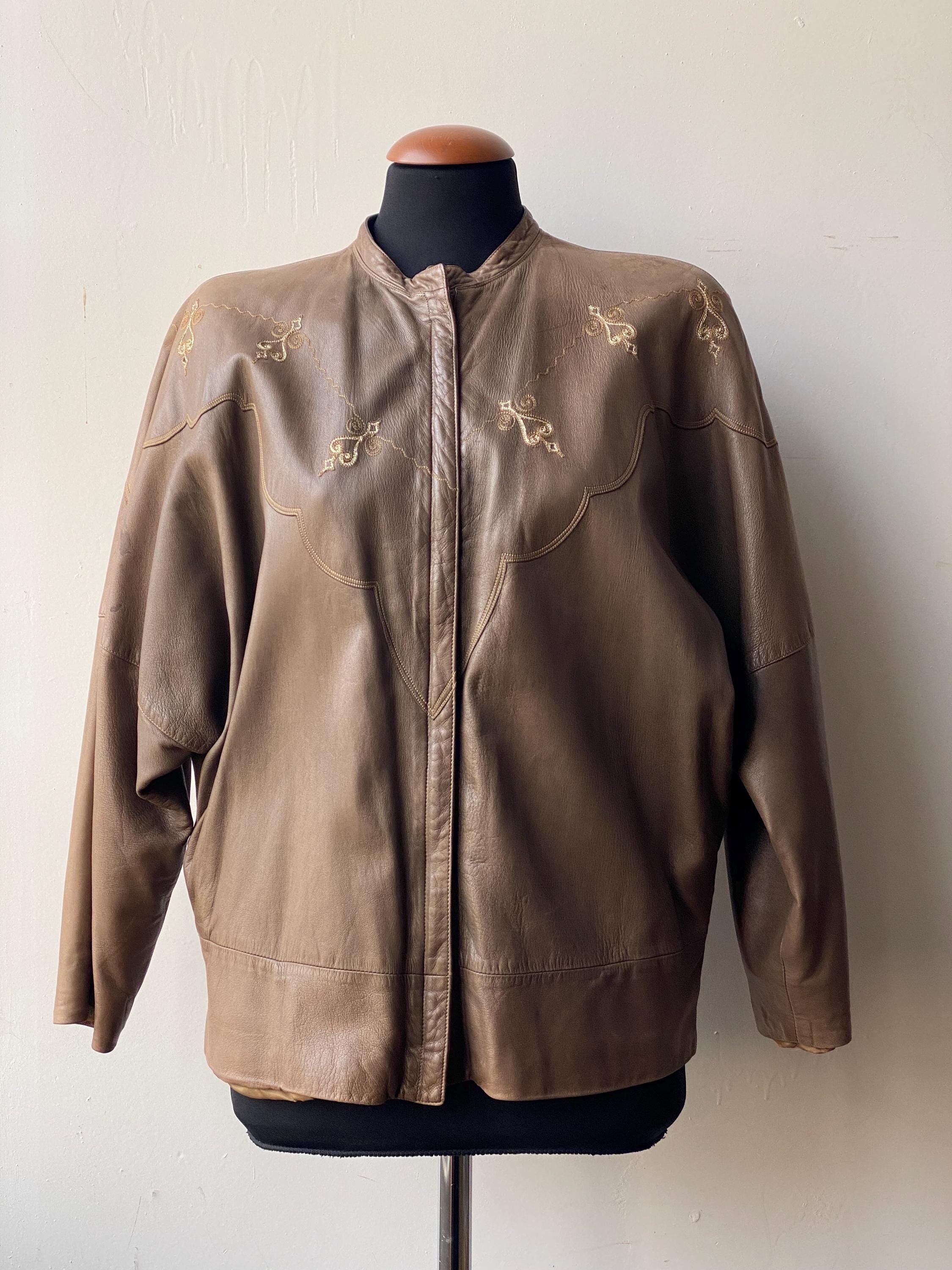 1980 Gianni Versace Leather Embroidered Jacket Israel
