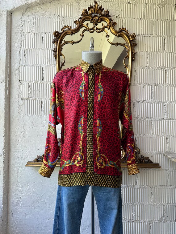 1990S GIANNI VERSACE Silk legues Baroque Printed 