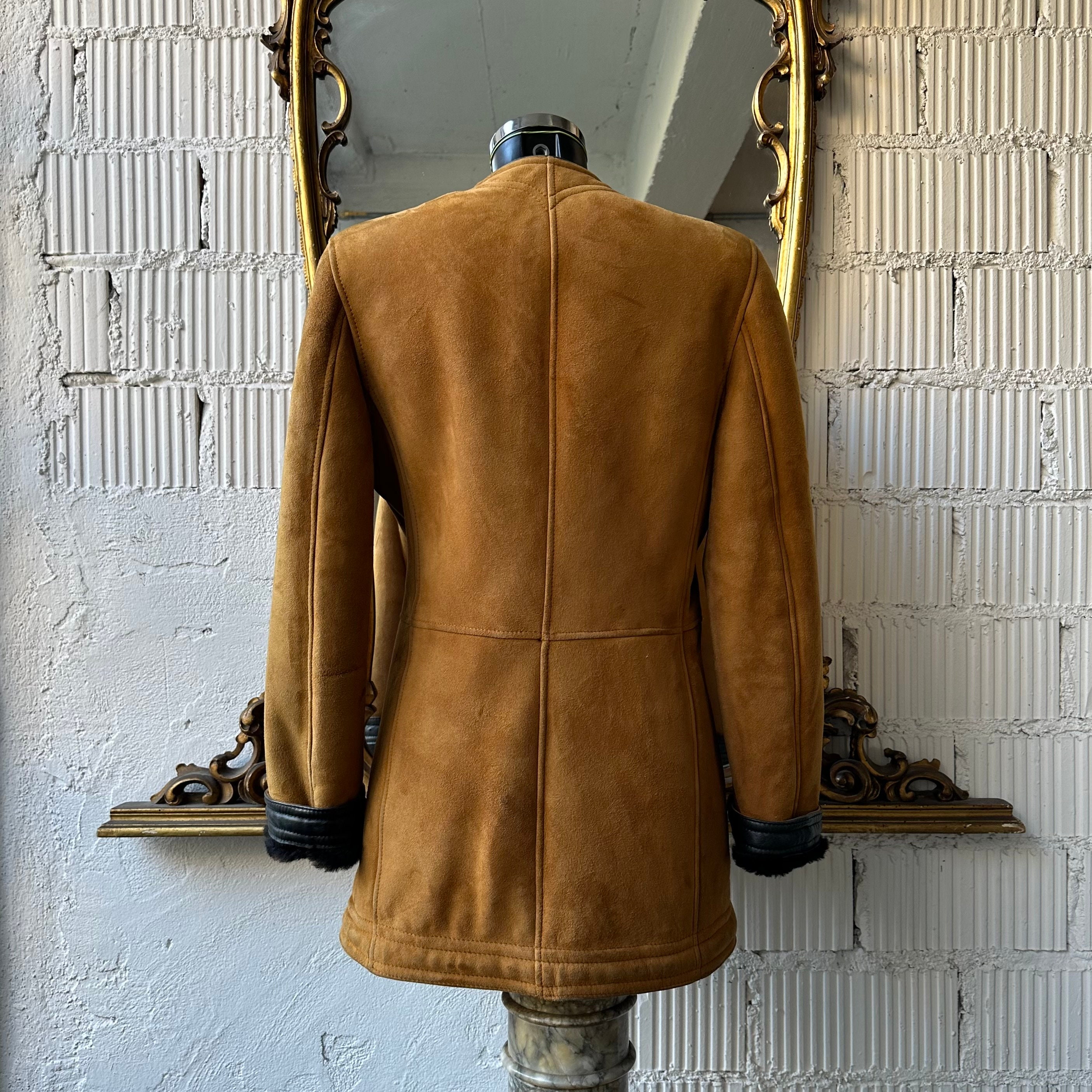 Vintage 1980s Gianfranco Ferré Shearling Jacket / Tan Brown Suede