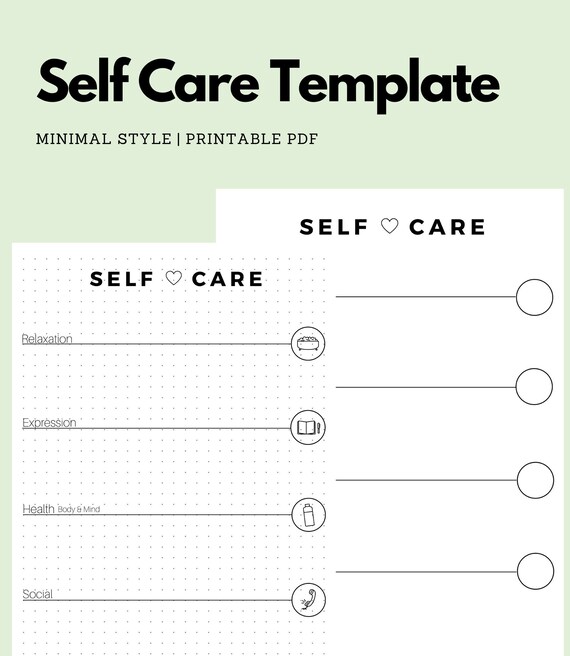 Self Care Template PDF English Version A4 and Letter - Etsy