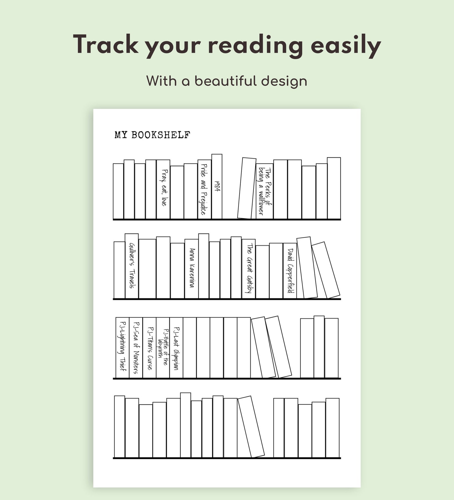 Bookshelf Reading Tracker Printable To Read List Book Etsy