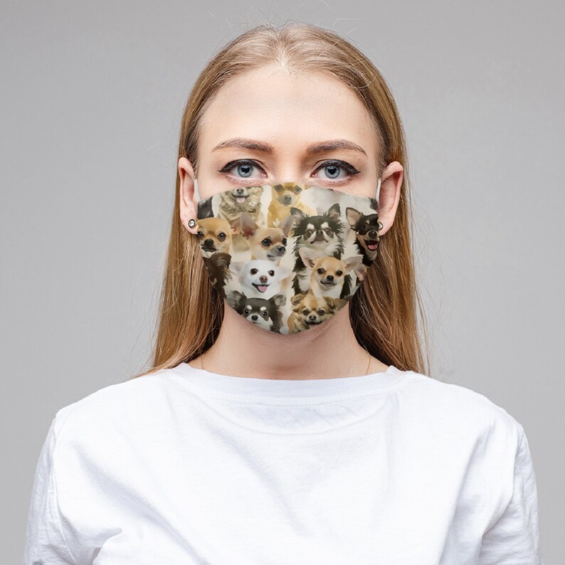Chihuahua print on face mask Chihuahua dog lovers gift Funny Etsy