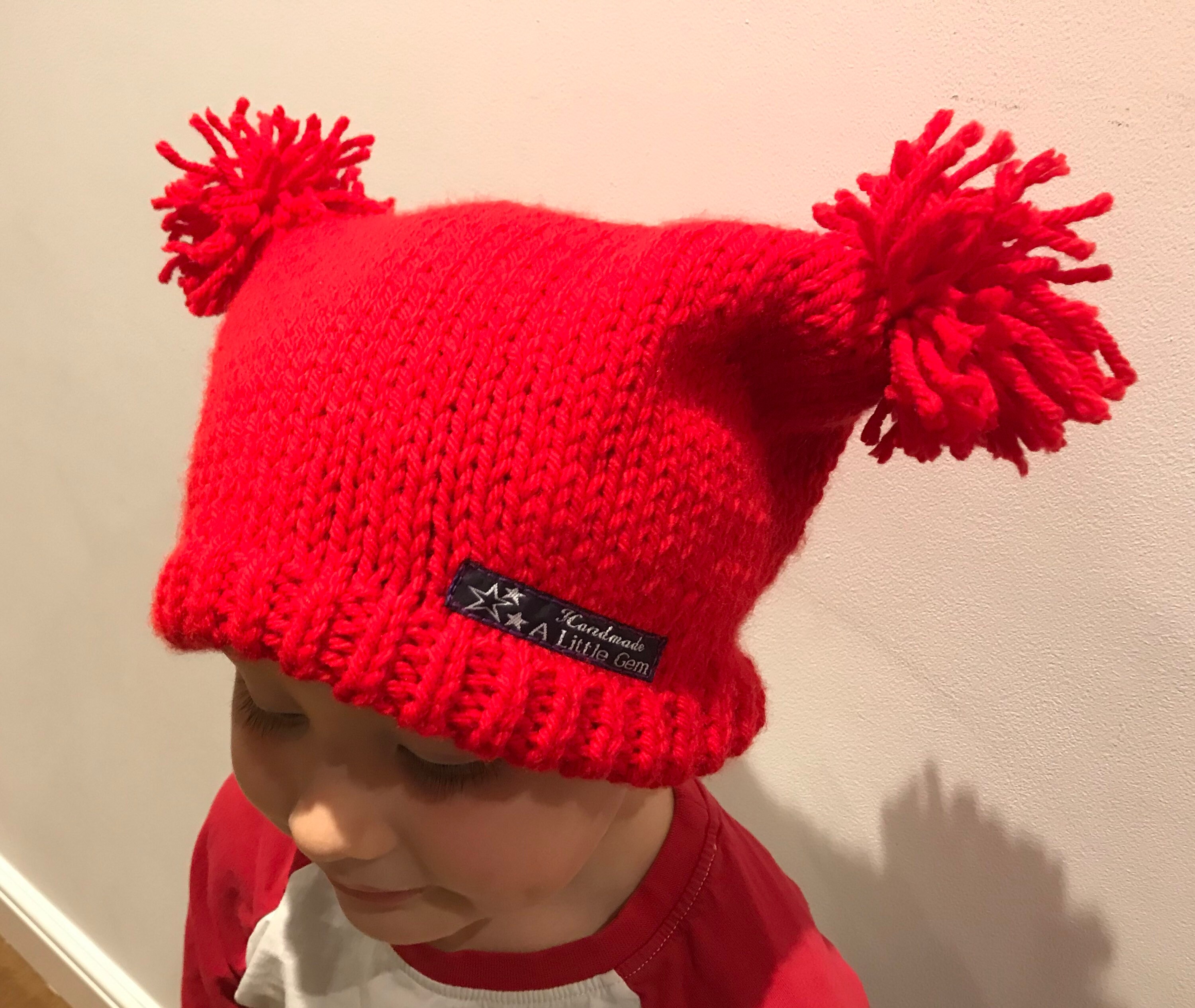Childrens Bright Double Bobble Hat Etsy