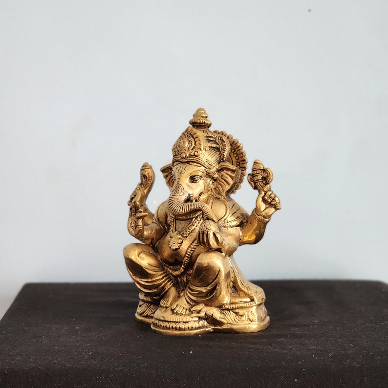 Estátua de Ganesha em latão - Senhor da sabedoria, sorte e novos começos - 7 polegadas imagem 5