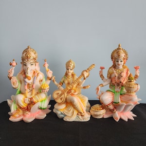 Saraswati Statue - 5.5&quot;Inch Culture marble Hans Saraswati idol , Savitri , Gayatri , bharmma wife a hindu goddess of music art and success