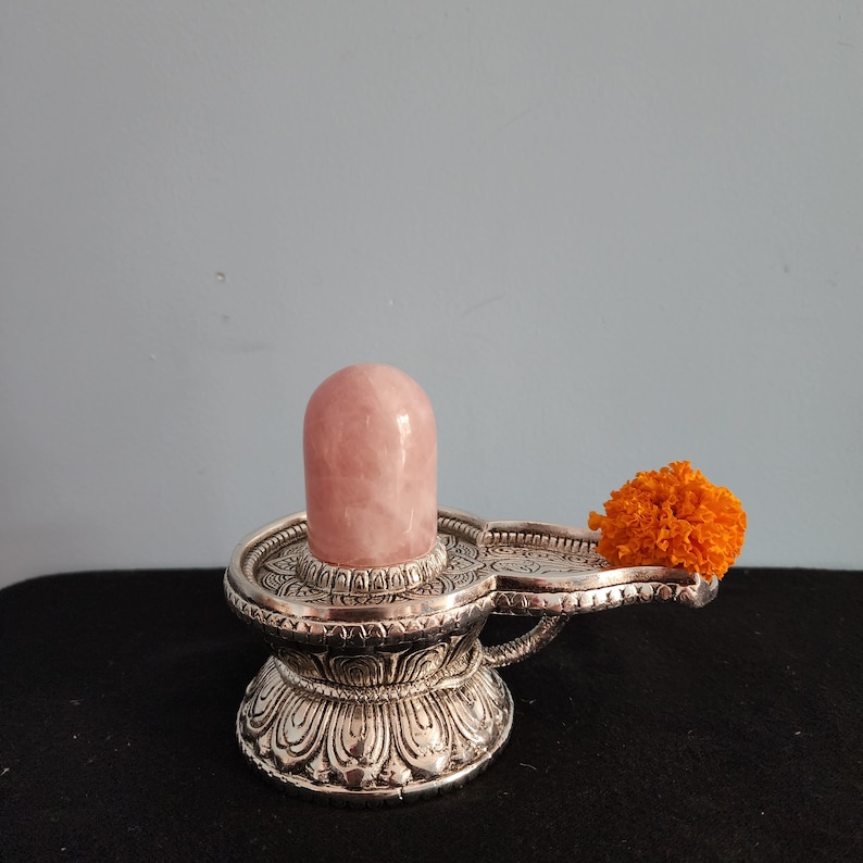 Shivling idol 5 Inch Rose quartz lord shiva Lingam Sculpture for Temple Pooja and Decor Idea Abhishekam image 3