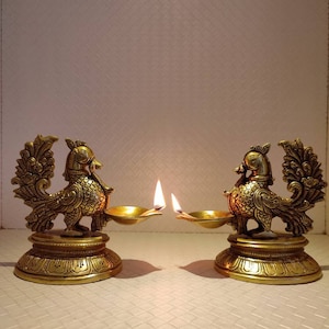 Brass diya - 12 cm Oil burner for home / office / hotel / temple decor idea - auspicious diya decor, traditional diya lamp