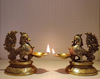 Brass diya - 12 cm Oil burner for home / office / hotel / temple decor idea - auspicious diya decor, traditional diya lamp