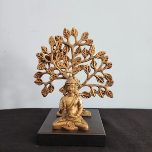 Brass Buddha Statue - 6&quot; Inch | Buddhist God | Tree Buddha Sculpture | Blessing buddha | gautama murti | Gift Idea | Home Decor