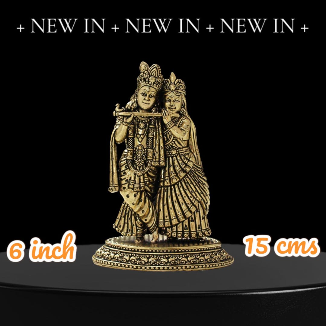 真鍮製ラーダ・クリシュナ像：6インチの神聖なカップルの偶像 - Etsy 日本