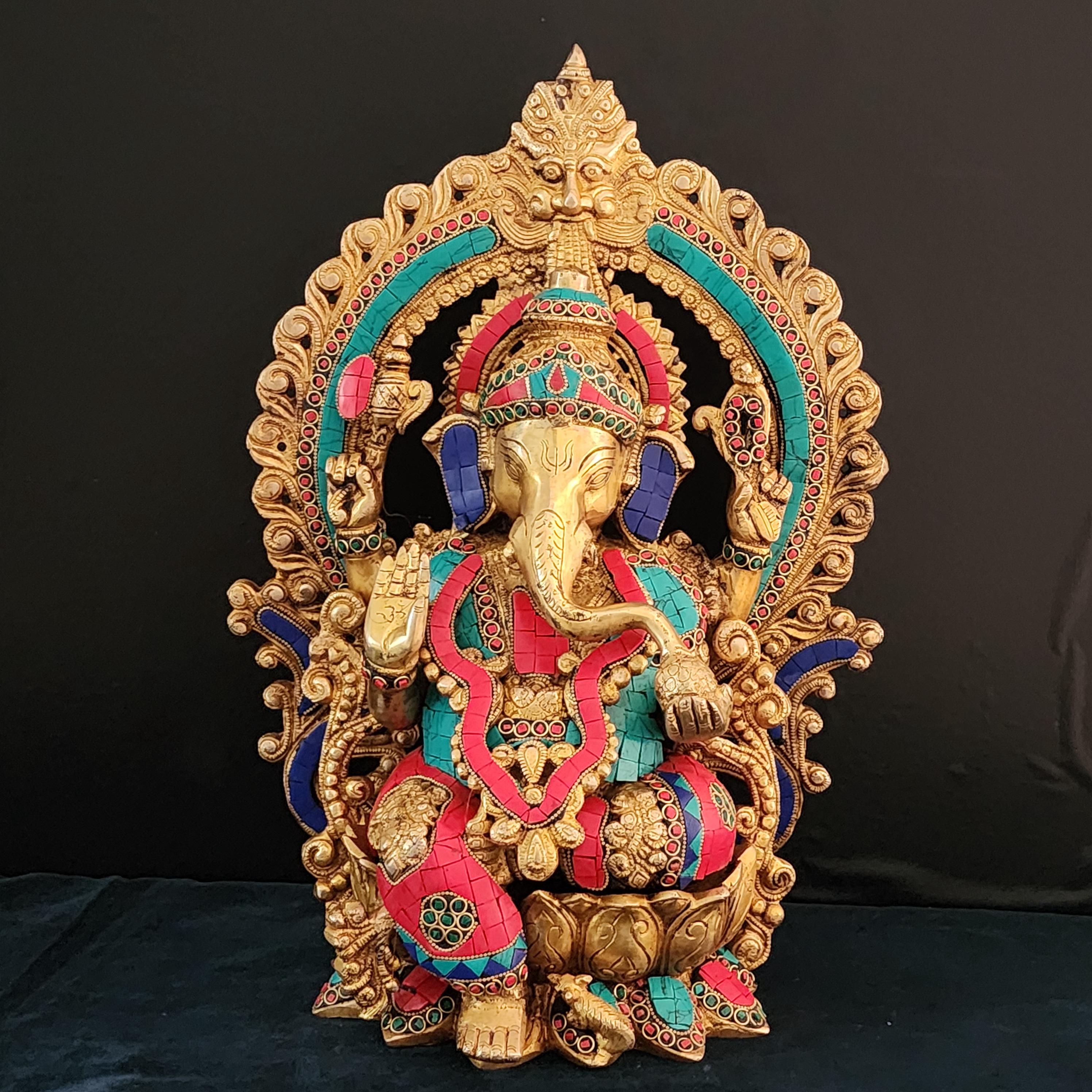 16インチ真鍮ガネーシャ像：ヒンドゥー教の幸運と知恵の神 - Etsy 日本