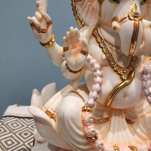 10.5 Inch Ganesha Statue: Marble Ganpati Idol, Entrance Decor image 4