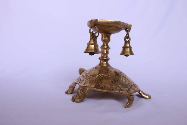 Brass Diya 6inch Oil Burner Stand Turtoise Base Etsy