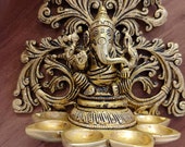 Ganesh Diya - 6.5 inches Brass Ganesh Diya for Standing or wall hanging decor oil wick diya - Auspicious diya decor traditional diya lamp